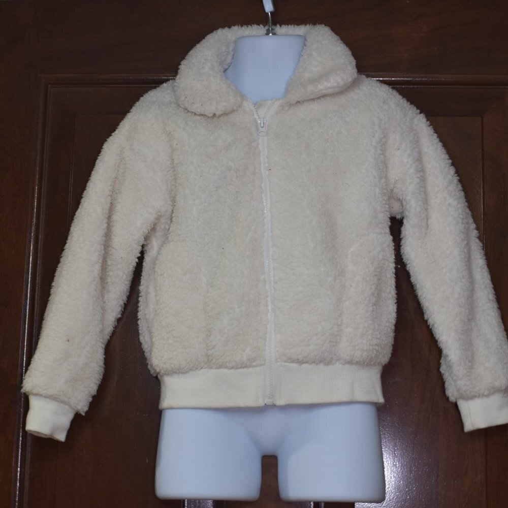 Epic Threads Sweater Jacket Size 4T White Fluffy Zip up Teddy Coat